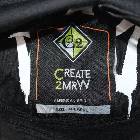 Create 2MEW Mens XL Sweatshirt Hoodie Black All Over Graffiti Embroidered Skull - Picture 12 of 14
